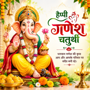 Free Ganesh Chaturthi HD Image with Lord Ganesha in Hindi